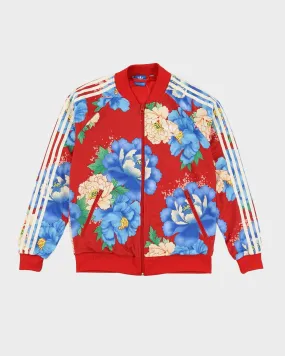 00s Adidas Red / Blue Floral Track Jacket - S