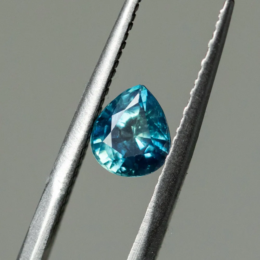 1.13CT MADAGASCAR PEAR SAPPHIRE, UNTREATED, TEAL BLUE GREEN, 6.62X5.70X3.90MM