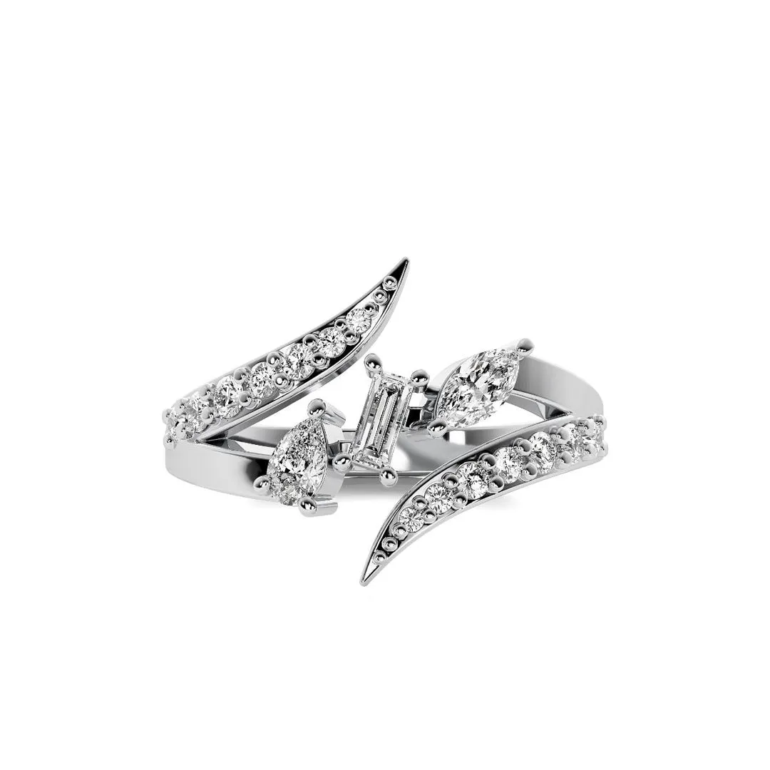 14k White Gold 0.50ct Diamond Swoosh Ring