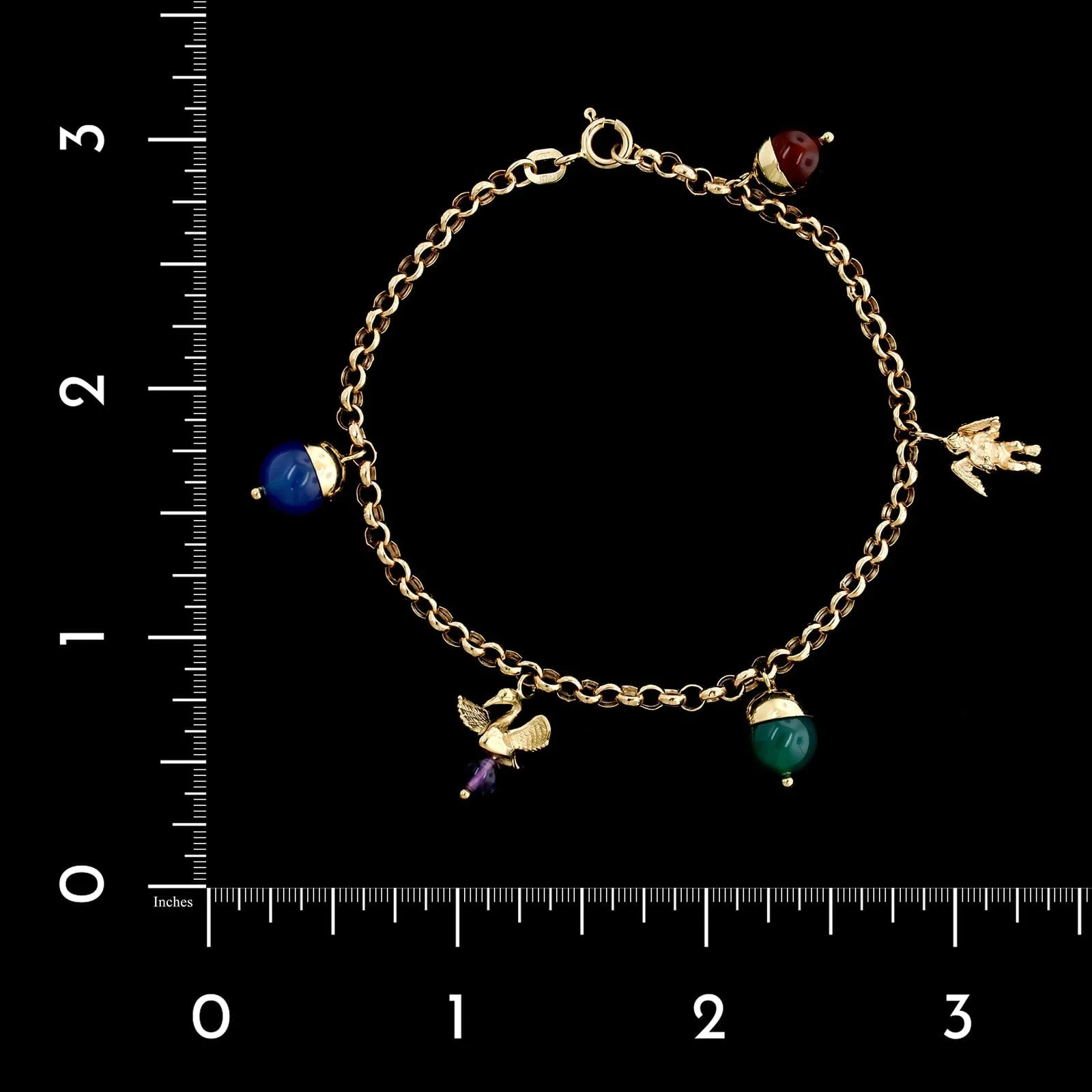 14K Yellow Gold Estate Bead Charm Bracelet