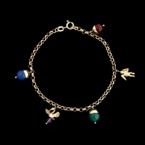 14K Yellow Gold Estate Bead Charm Bracelet