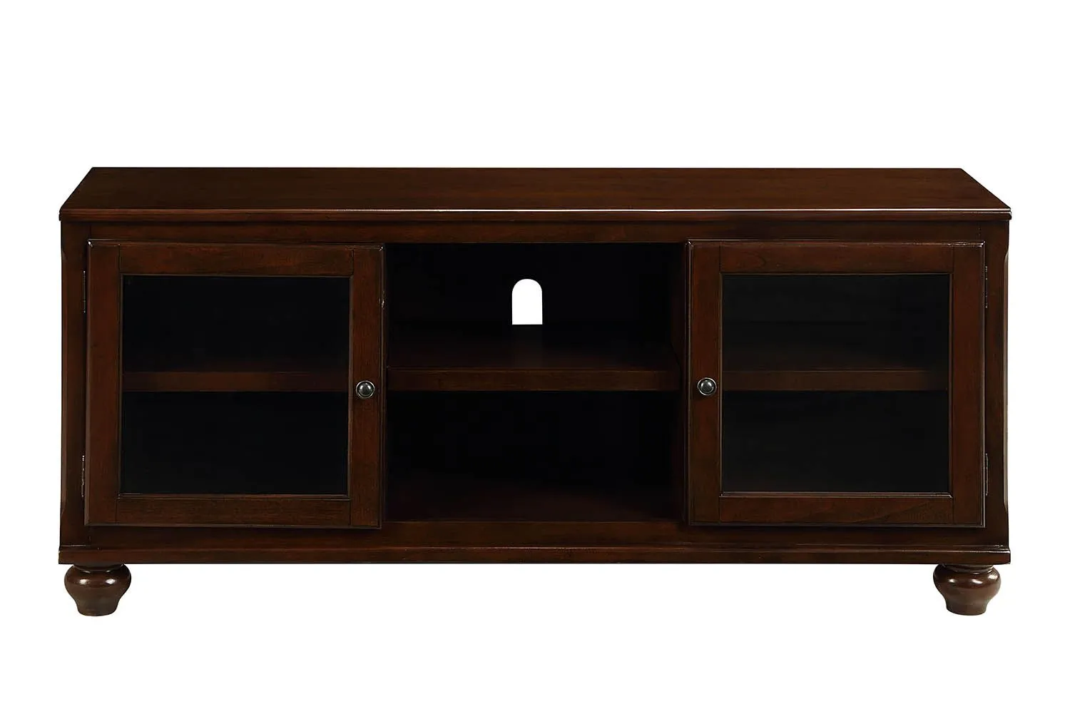 19 X 58 X 26 Walnut Wood Glass (TV Stand) TV Stand