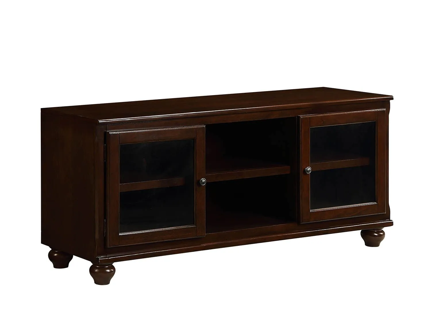 19 X 58 X 26 Walnut Wood Glass (TV Stand) TV Stand