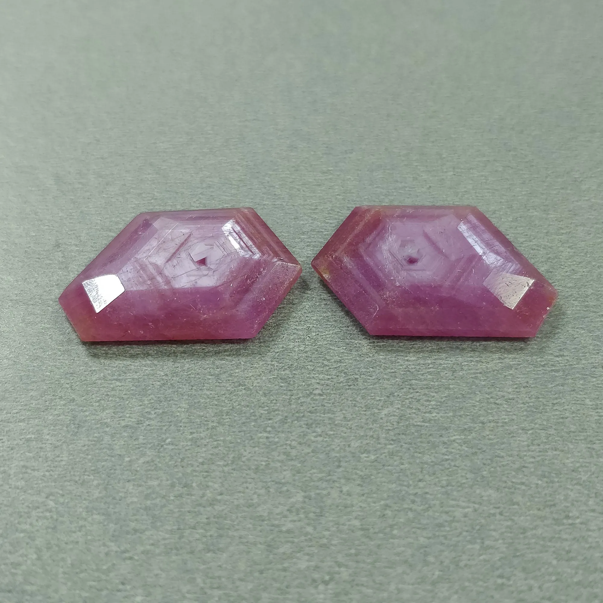 32.20cts Natural Untreated Raspberry Sheen PINK SAPPHIRE Gemstone September Birthstone Normal Cut Hexagon Shape 23*20mm Pair