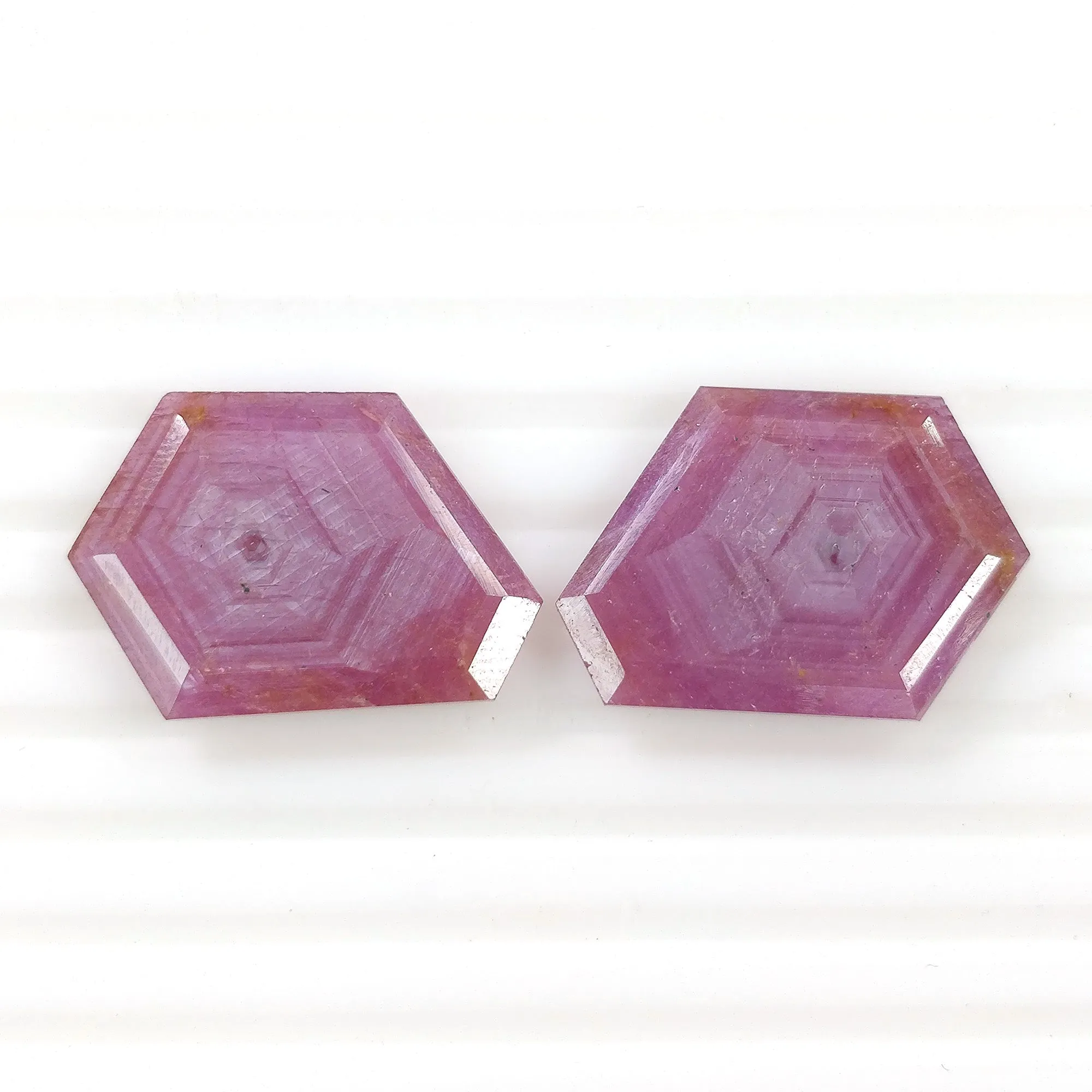 32.20cts Natural Untreated Raspberry Sheen PINK SAPPHIRE Gemstone September Birthstone Normal Cut Hexagon Shape 23*20mm Pair