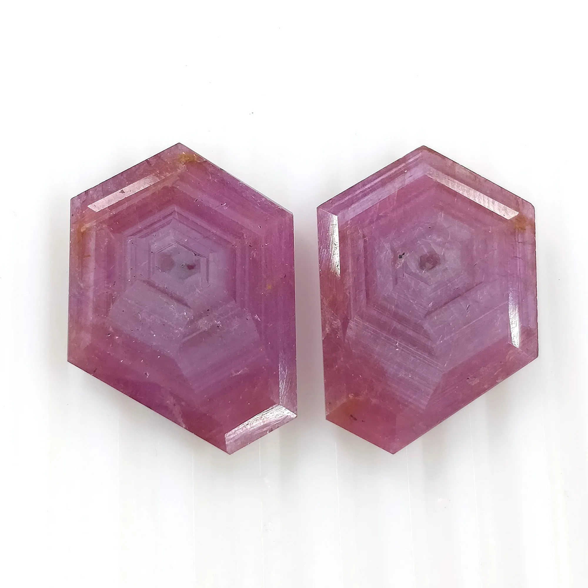 32.20cts Natural Untreated Raspberry Sheen PINK SAPPHIRE Gemstone September Birthstone Normal Cut Hexagon Shape 23*20mm Pair