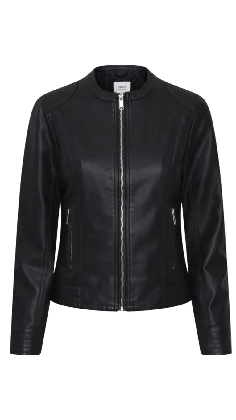 5-A1126 Byacom Faux Leather Jacket Black