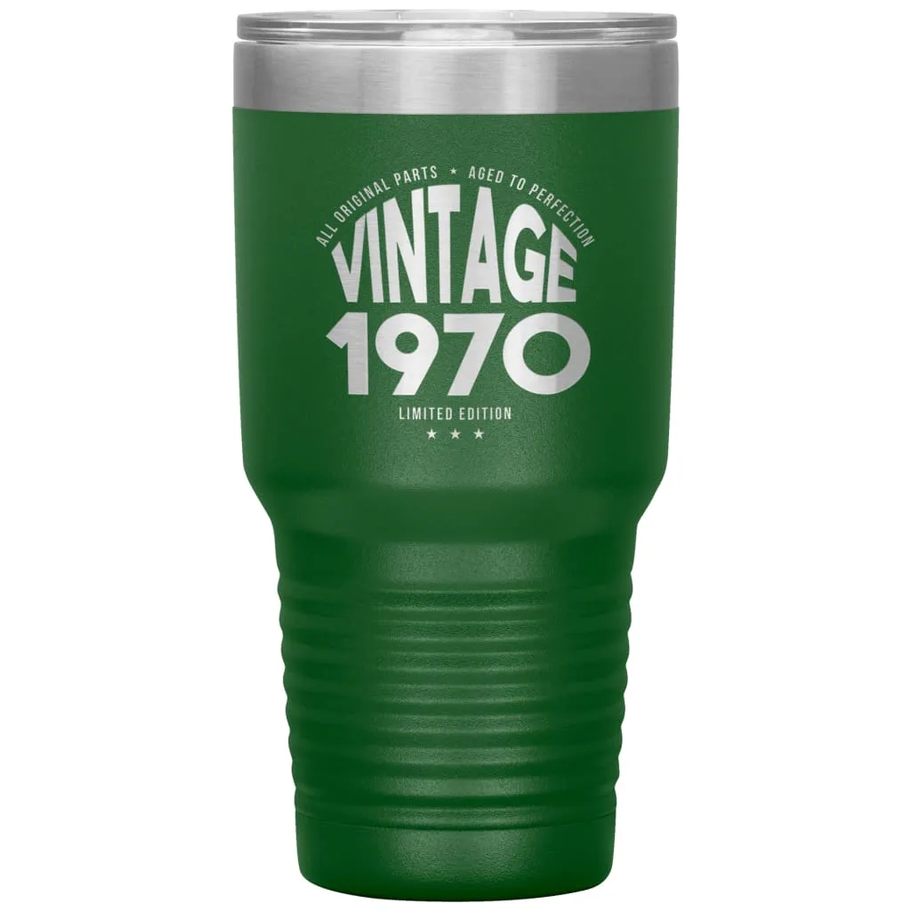 50th Birthday Tumbler for Mom Dad Grandma Grandpa Vintage 1970 Laser Etched 30oz Stainless Steel Tumbler