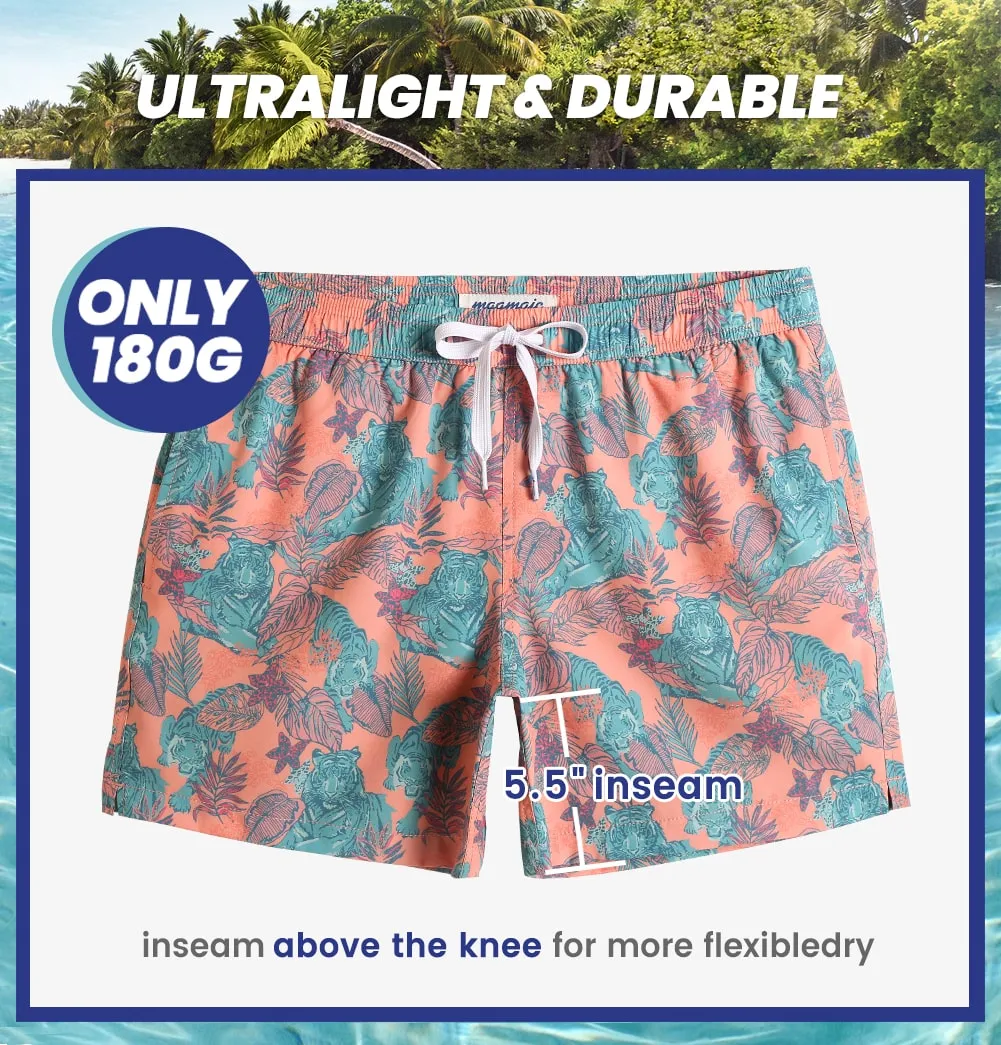 5.5 Inch Inseam Stretch Jungle Tiger Swim Trunks