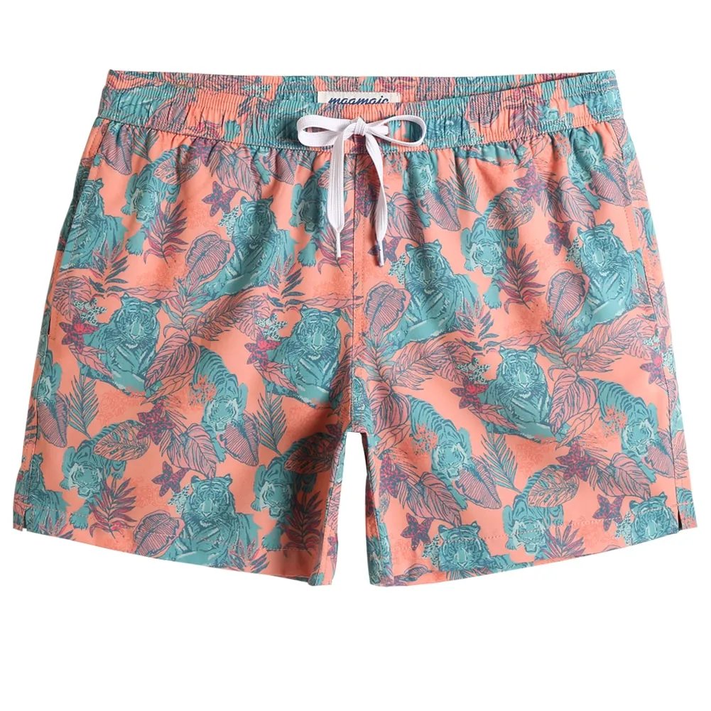 5.5 Inch Inseam Stretch Jungle Tiger Swim Trunks