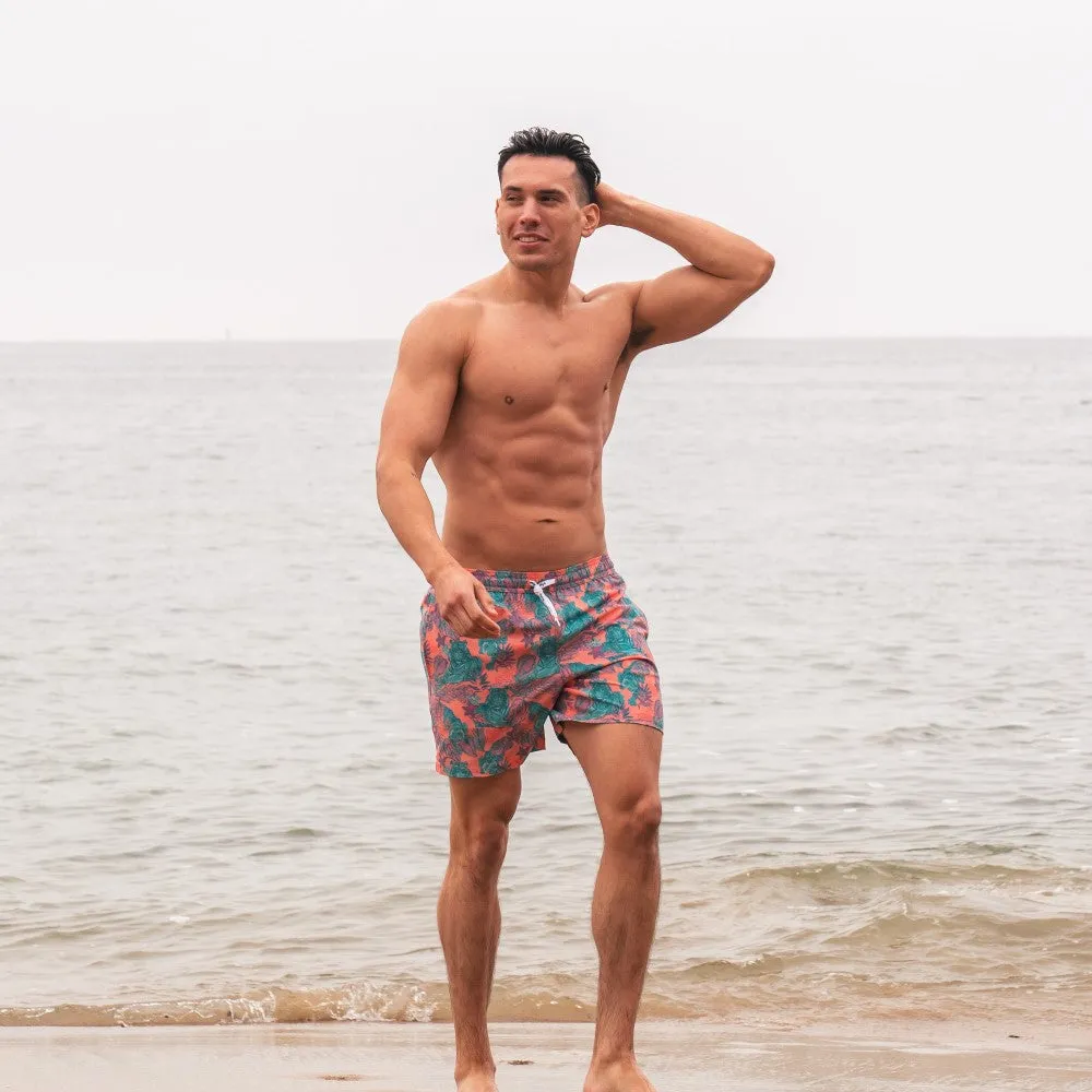 5.5 Inch Inseam Stretch Jungle Tiger Swim Trunks