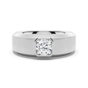 6.5mm Beveled Edge Solitaire Moissanite Men's Band