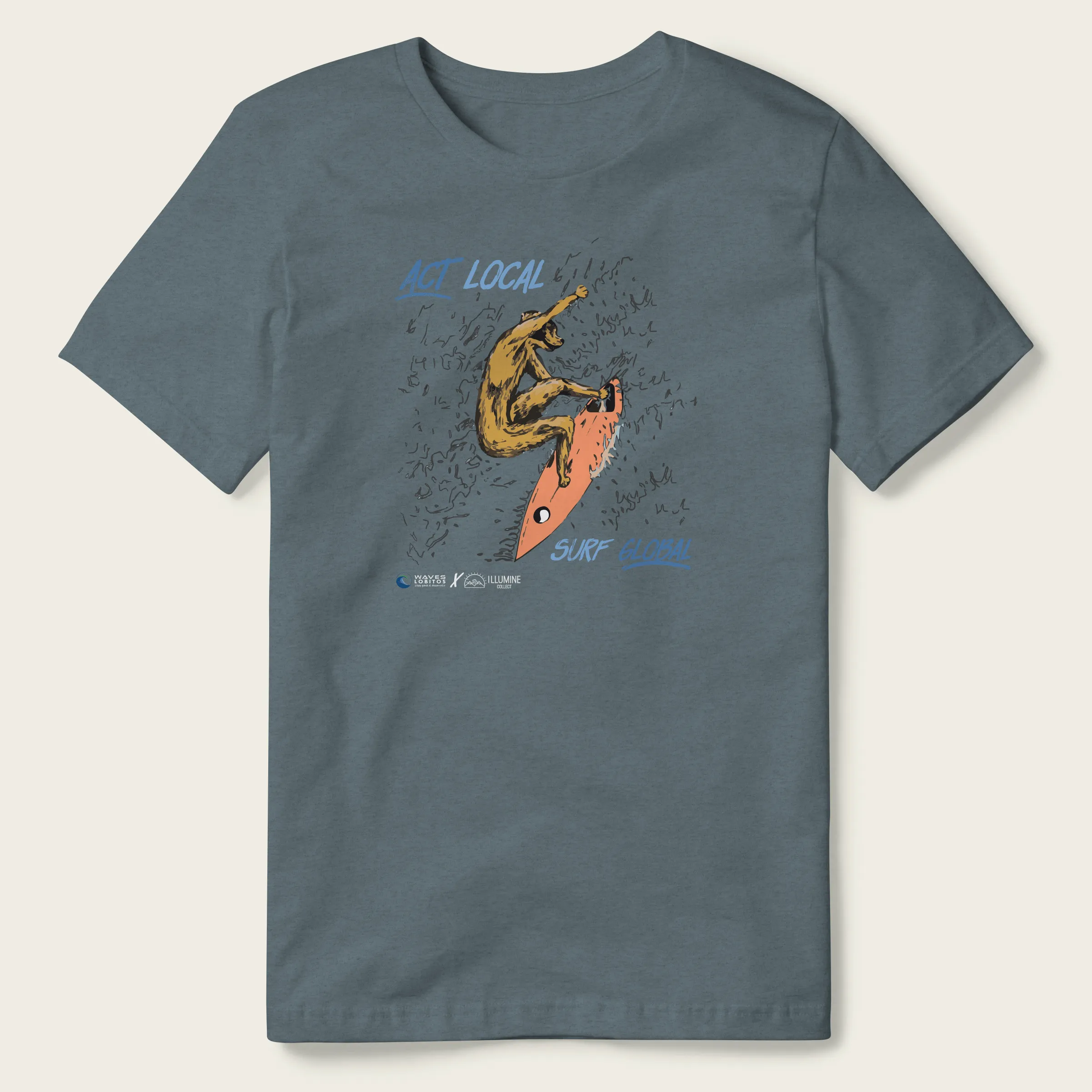 Act Local, Surf Global Tee - Slate