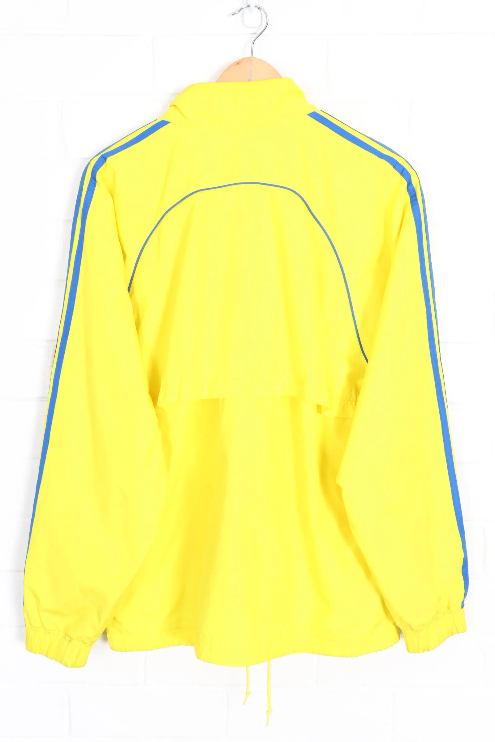 ADIDAS Yellow & Blue Zip Up Windbreaker Jacket (L)