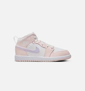 Air Jordan 1 Mid Preschool Lifestyle Shoe - Pink Wash/White/Violet Frost