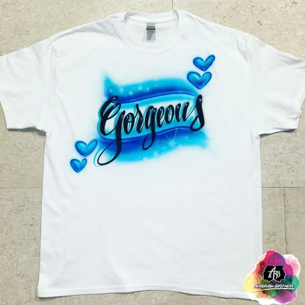 Airbrush Name w/ Hearts Shirt Design