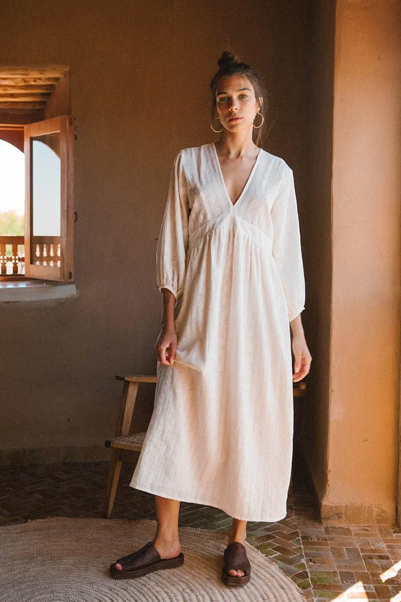 ALMA Midi Dress - soft white cotton