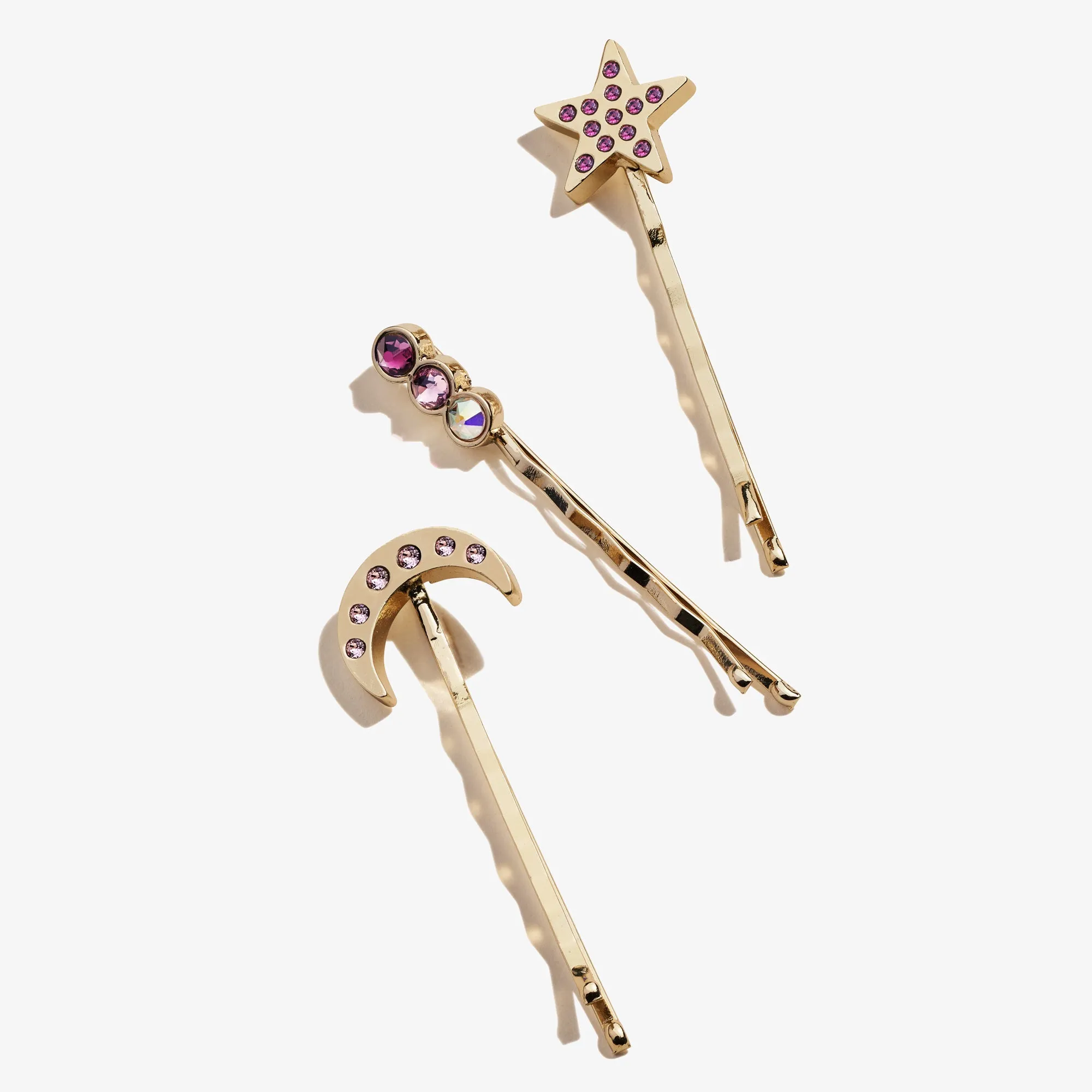 Amethyst Moon   Star Hair Pins, Set of 3