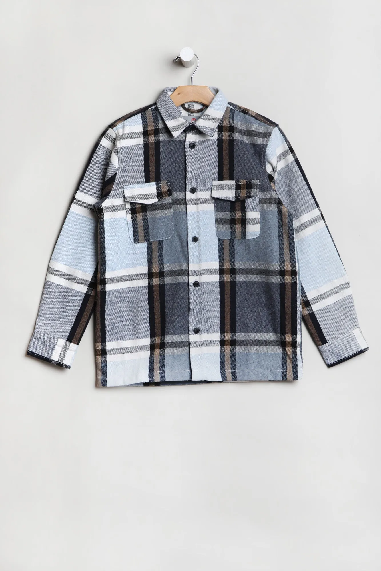 Amnesia Youth Cotton Plaid Button-Up