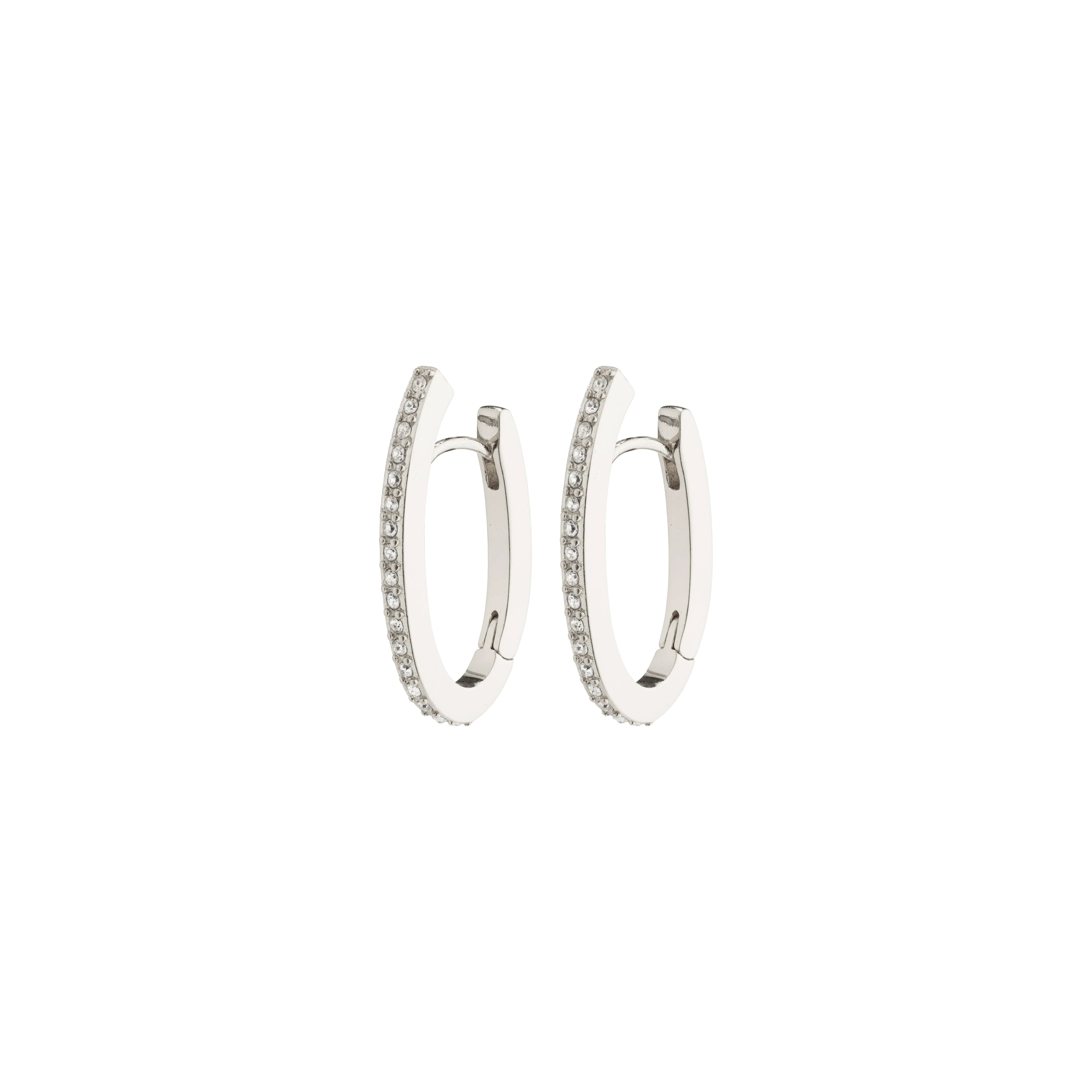 Anaya Rec Crystal Hoops | Silver