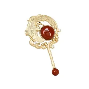 Ancient Gold Red Tourmaline Brooch