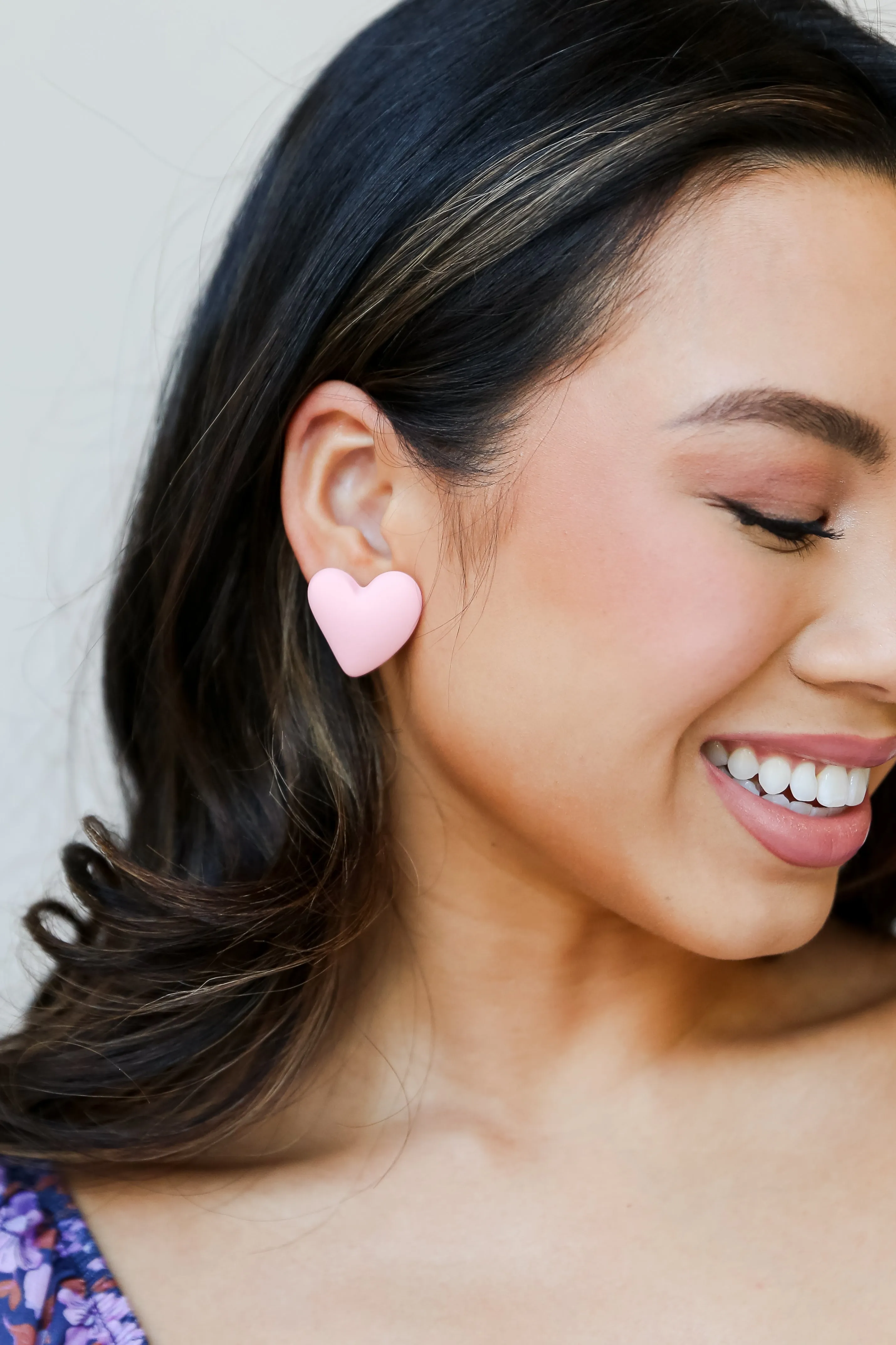 Annie Pink Heart Stud Earrings