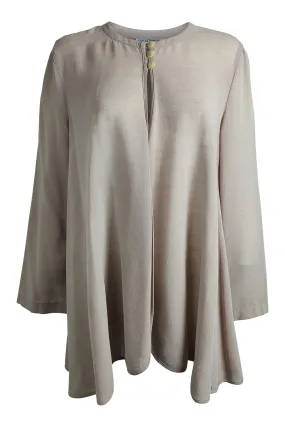 ARMANI Khaki Cotton Blend A Line Open Front Shirt (IT 42 | UK 10 | US 6)