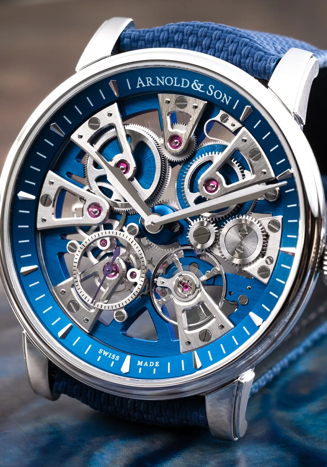 Arnold & Son Nebula 41.5 Steel Blue on Strap