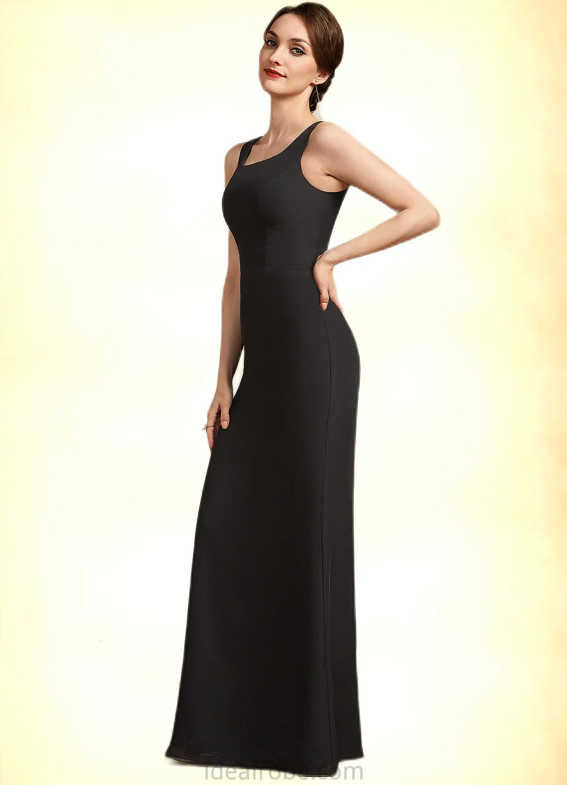 Ashlynn Sheath/Column Square Neckline Floor-Length Chiffon Mother of the Bride Dress STK126P0014893