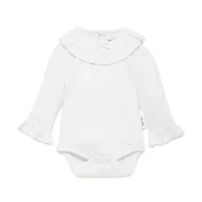 Aster and Oak Pointelle Bodysuit Long Sleeve - White