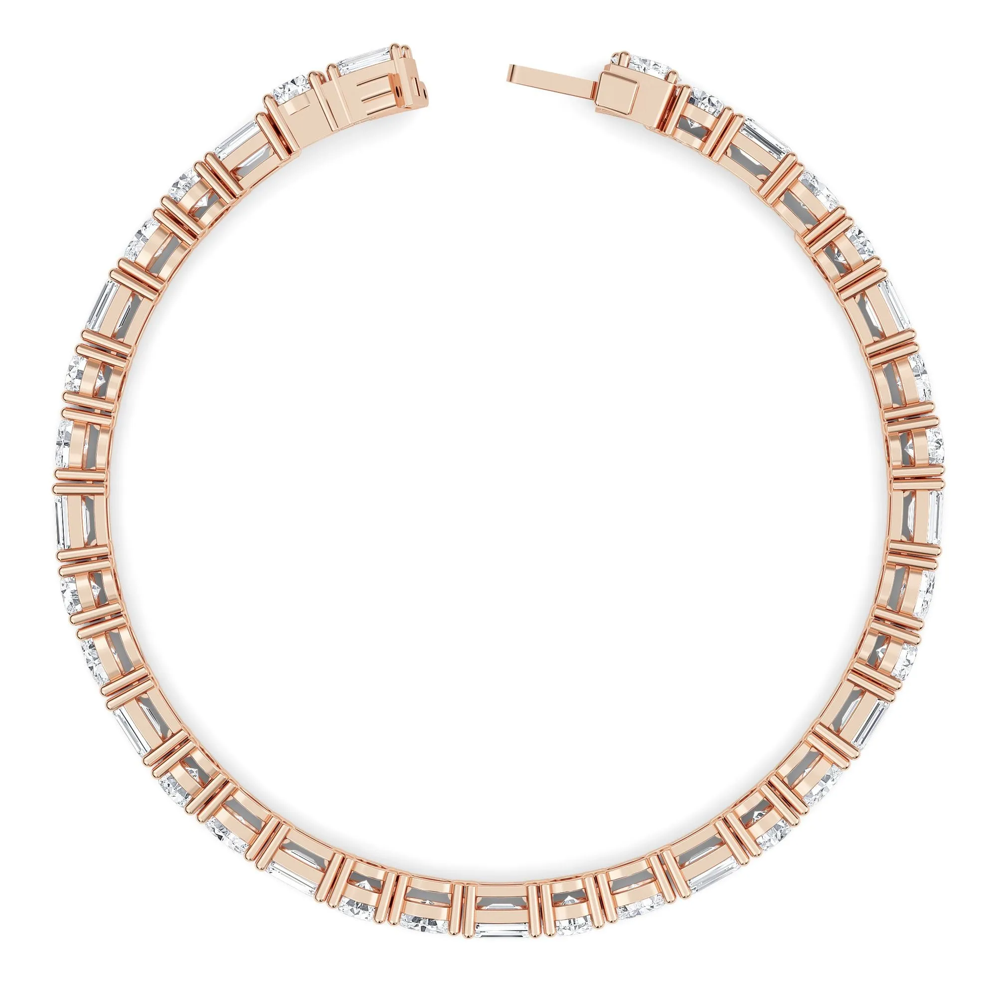 AUTRE - 14k Rose Gold 7.00ct Lab Grown Diamond Oval, Round and Emerald Cut Tennis Bracelet