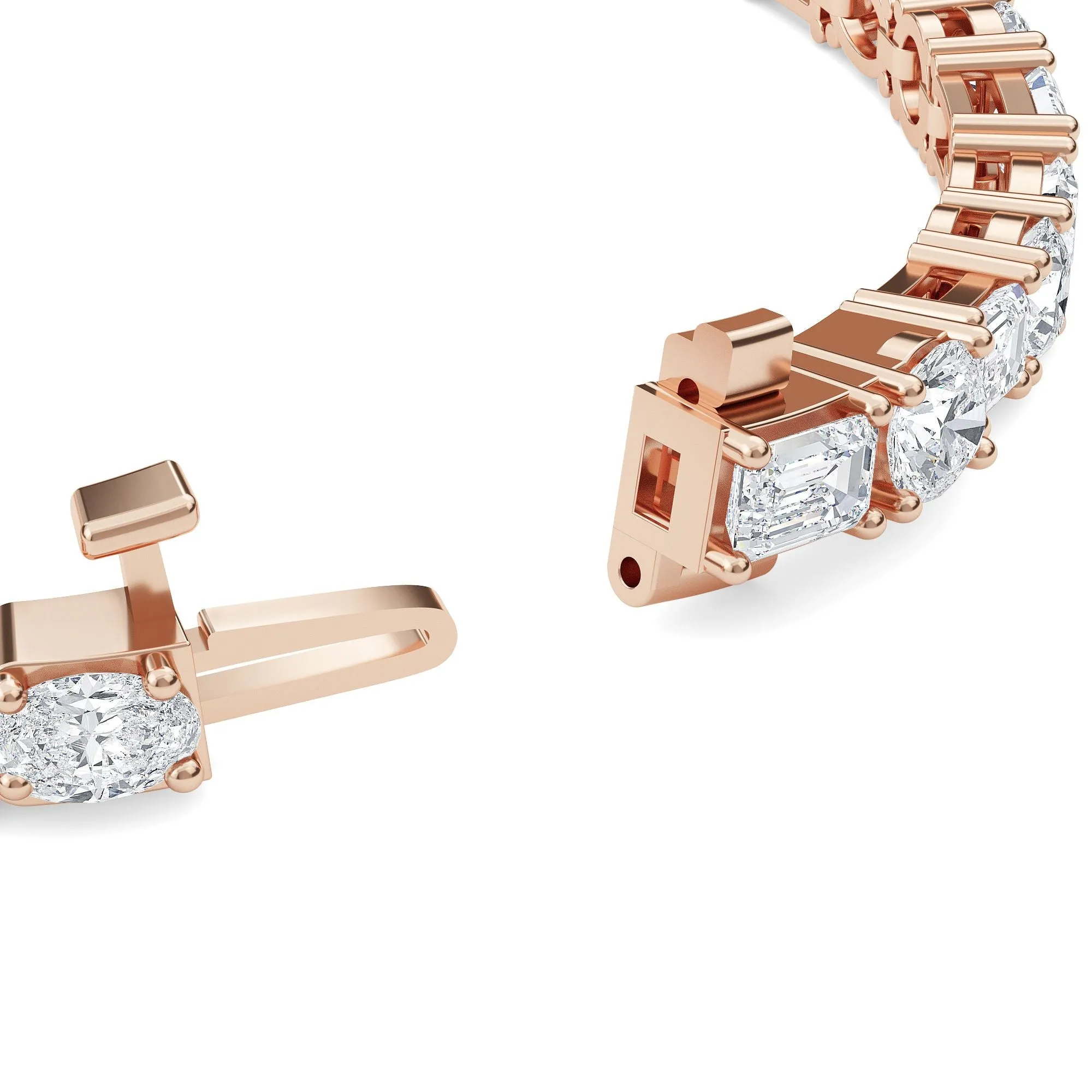 AUTRE - 14k Rose Gold 7.00ct Lab Grown Diamond Oval, Round and Emerald Cut Tennis Bracelet