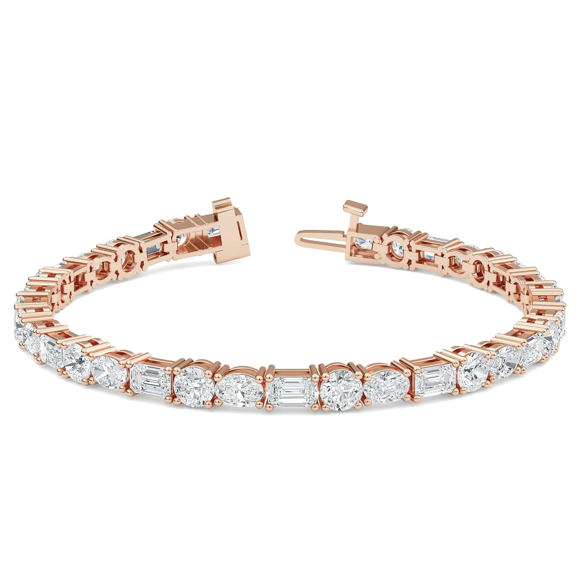 AUTRE - 14k Rose Gold 7.00ct Lab Grown Diamond Oval, Round and Emerald Cut Tennis Bracelet