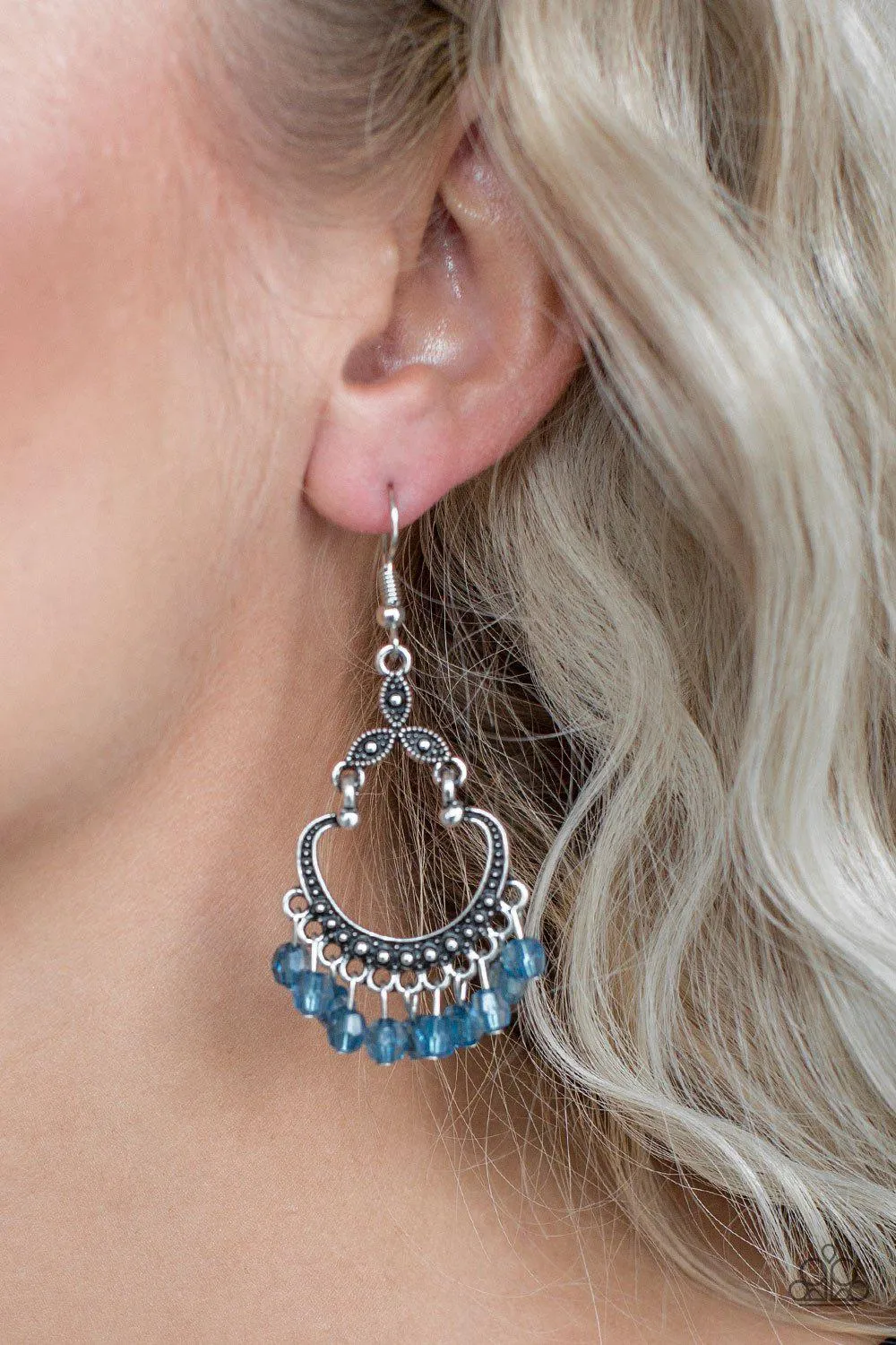 Babe Alert Blue and Silver Earrings - Paparazzi Accessories