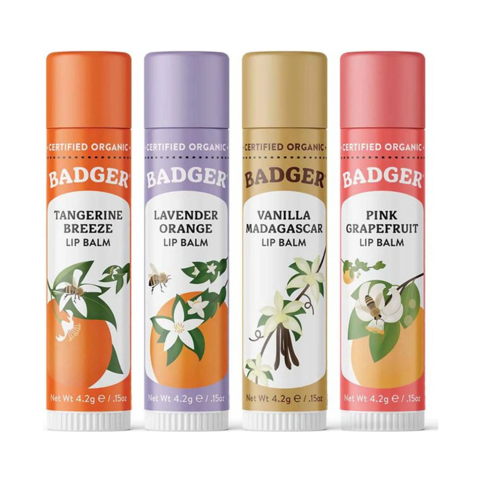 Badger Classic Lip Balm 4-Pack - Yellow Box