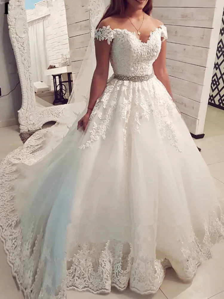 Ball Gown Off The Shoulder Ivory African Beauty Wedding Dress ER2058