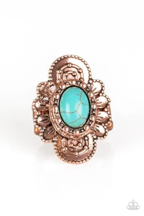 Basic Element Copper and Turquoise Blue Stone Ring - Paparazzi Accessories