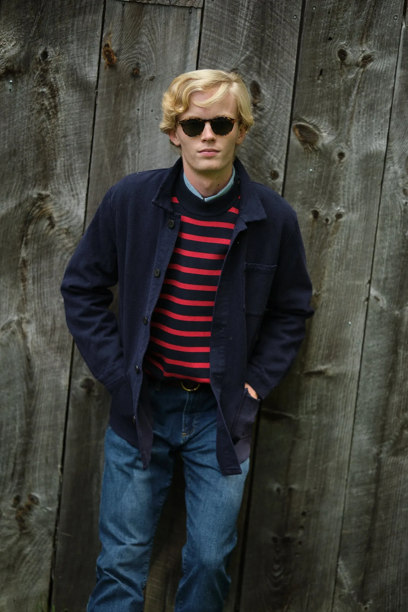 Bateau Sweater in Navy/Red Stripe