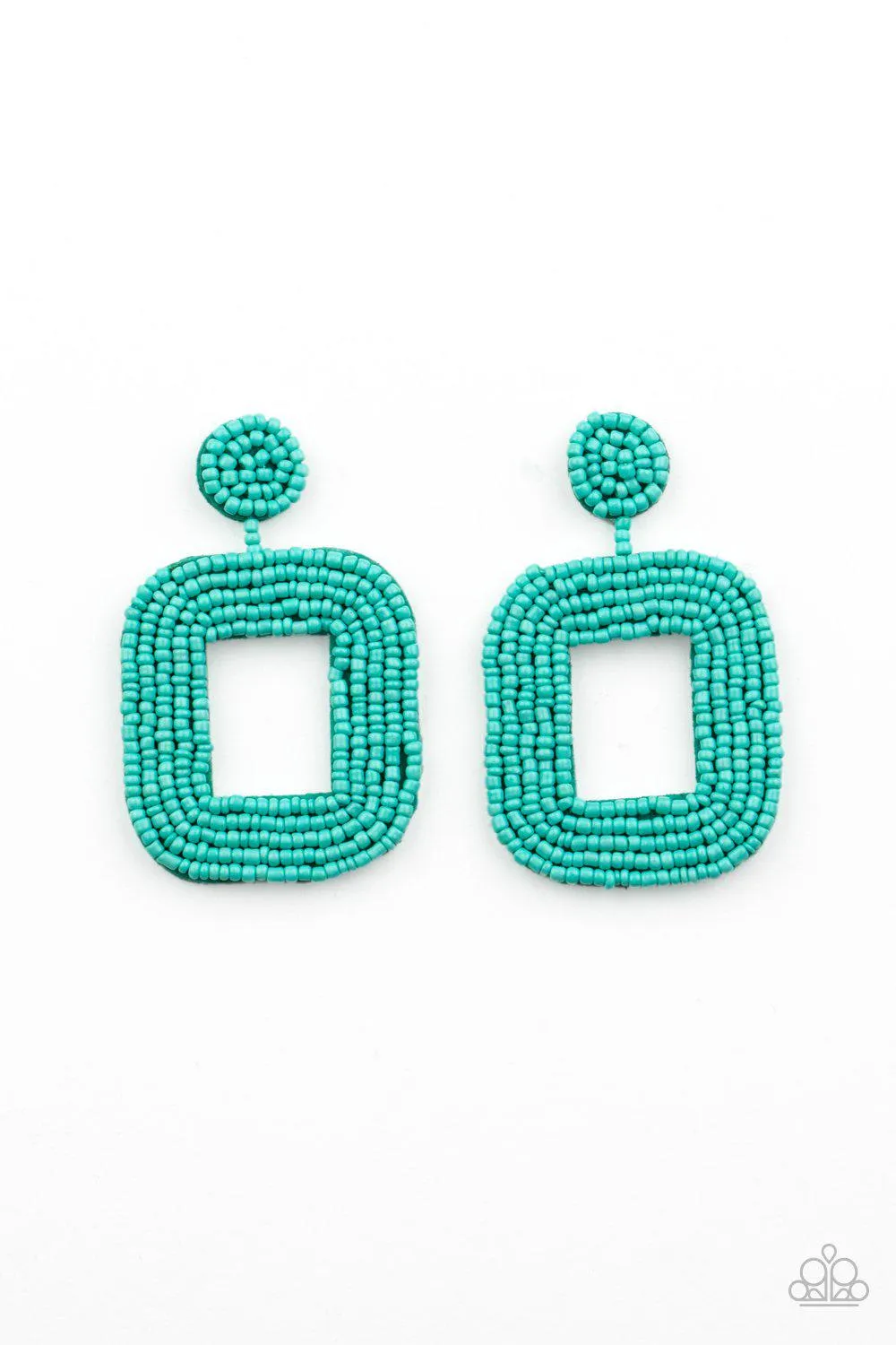 Beaded Bella Turquoise Blue Seed Bead Earrings - Paparazzi Accessories