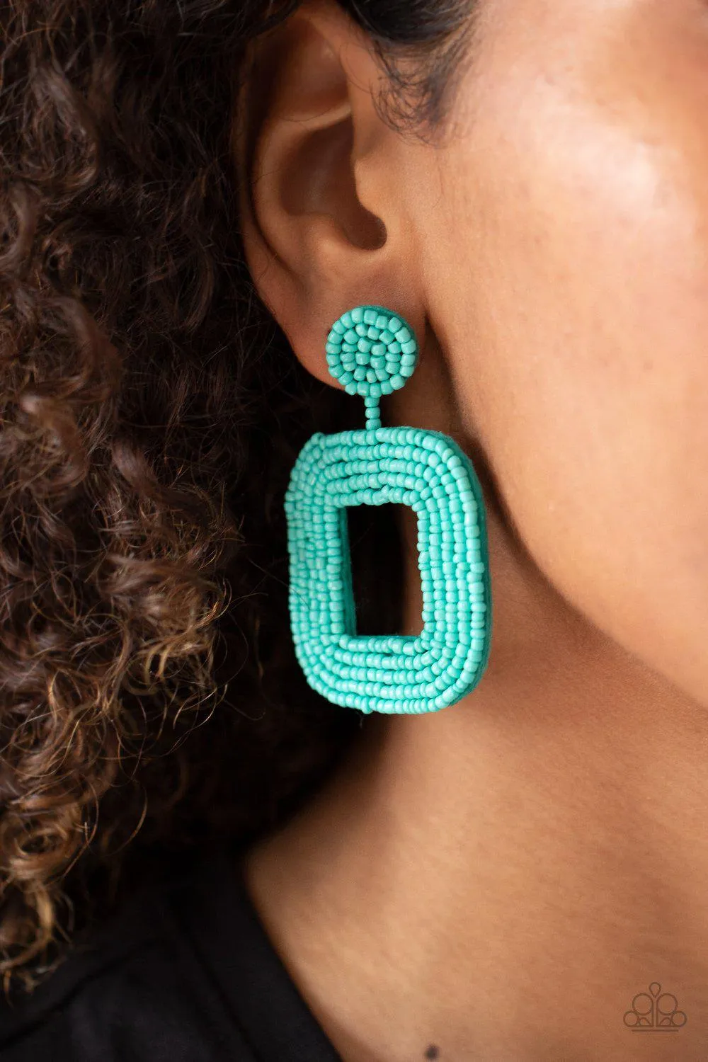 Beaded Bella Turquoise Blue Seed Bead Earrings - Paparazzi Accessories