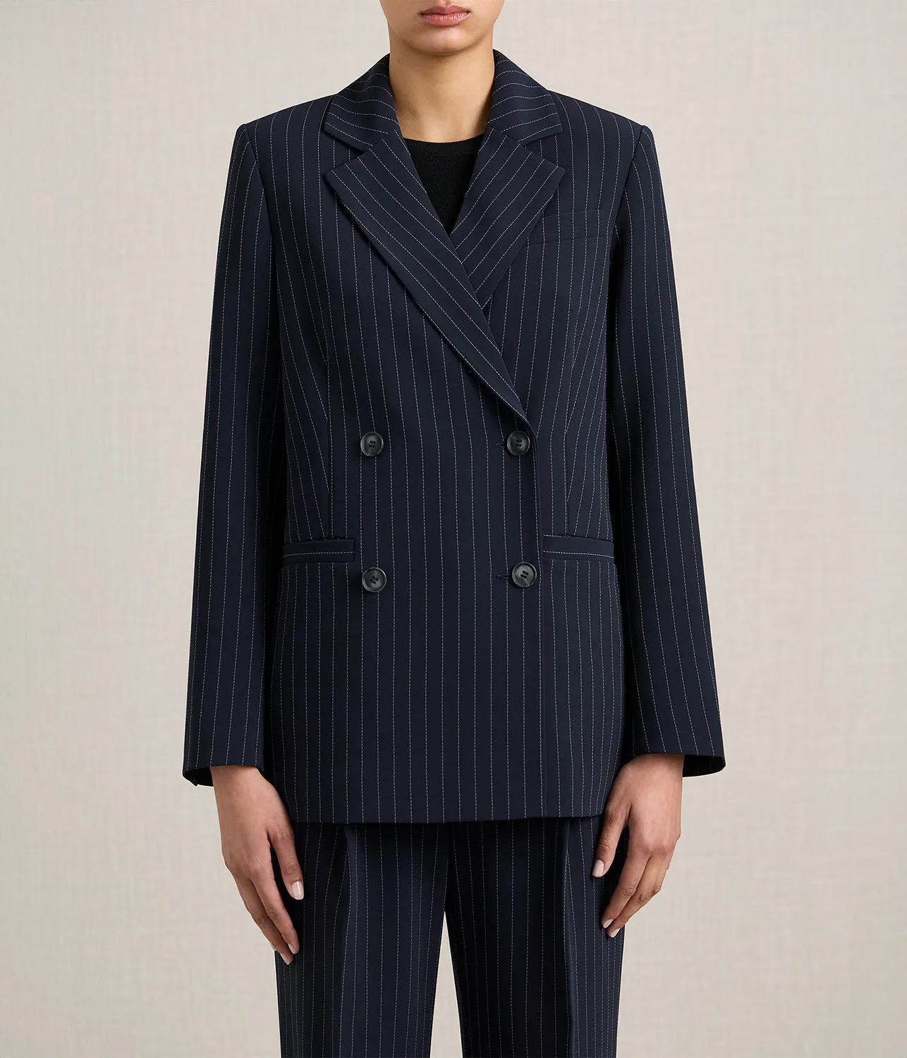 BELEN PINTRIPE BLAZER- MIDNIGHT