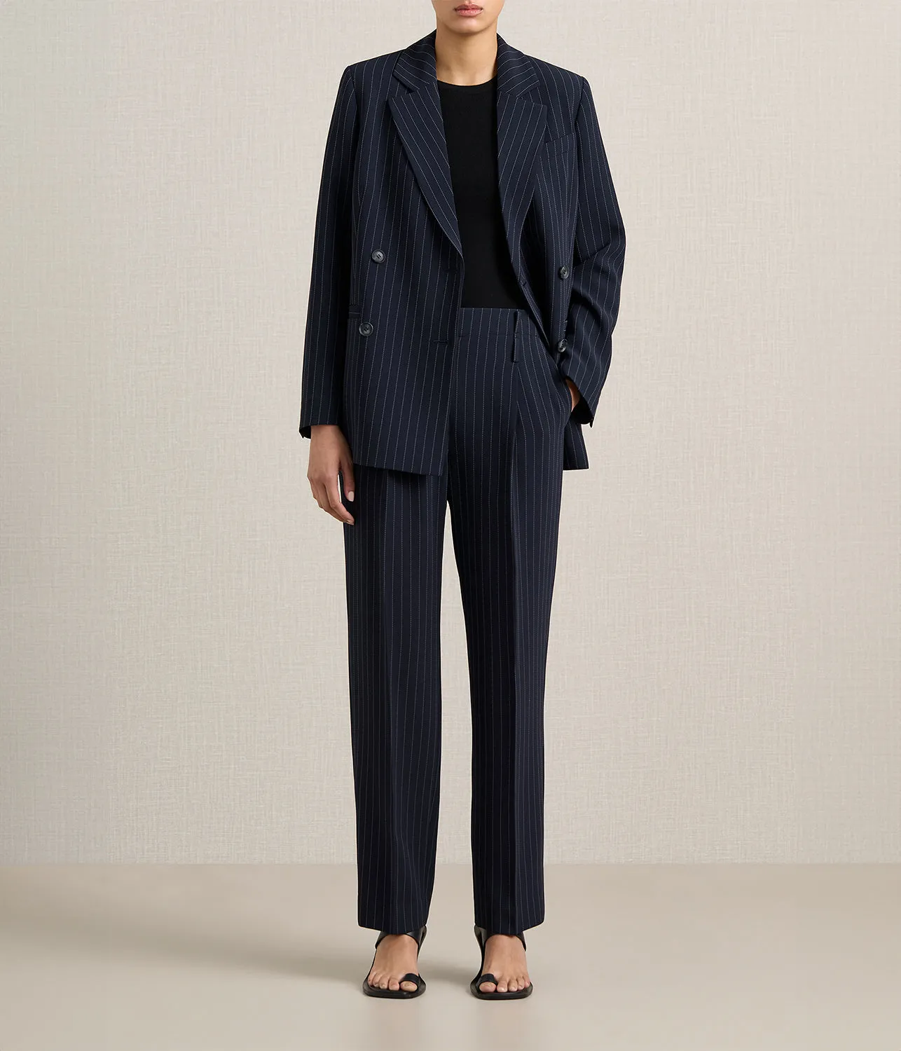 BELEN PINTRIPE BLAZER- MIDNIGHT