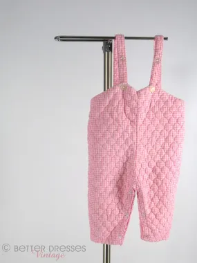 Bib Overalls for Baby in Quilted Pink Gingham