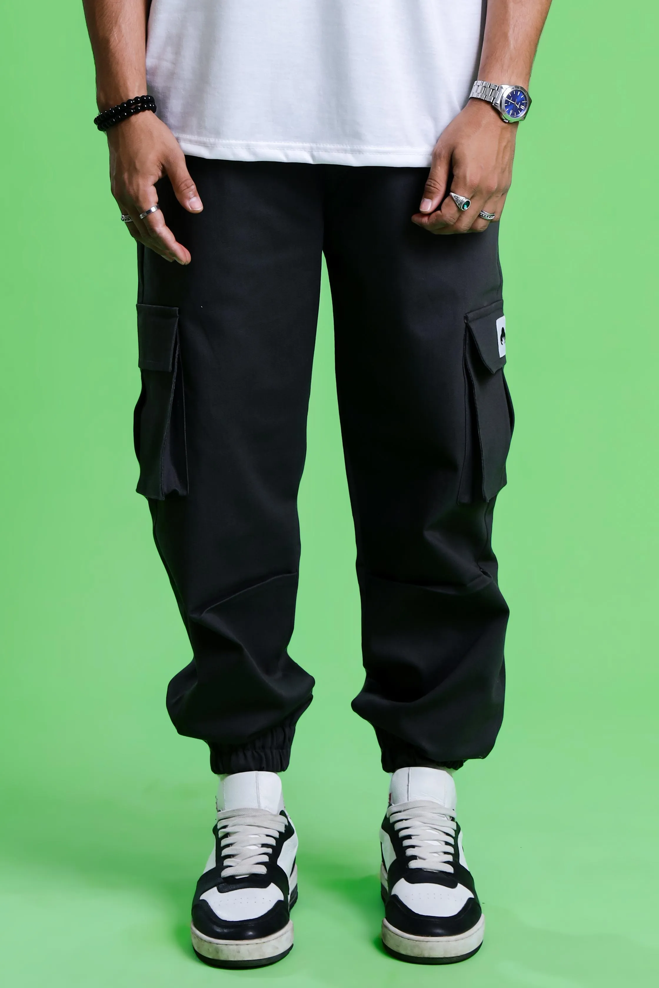 BLACK CARGO PANT (ELASTIC)