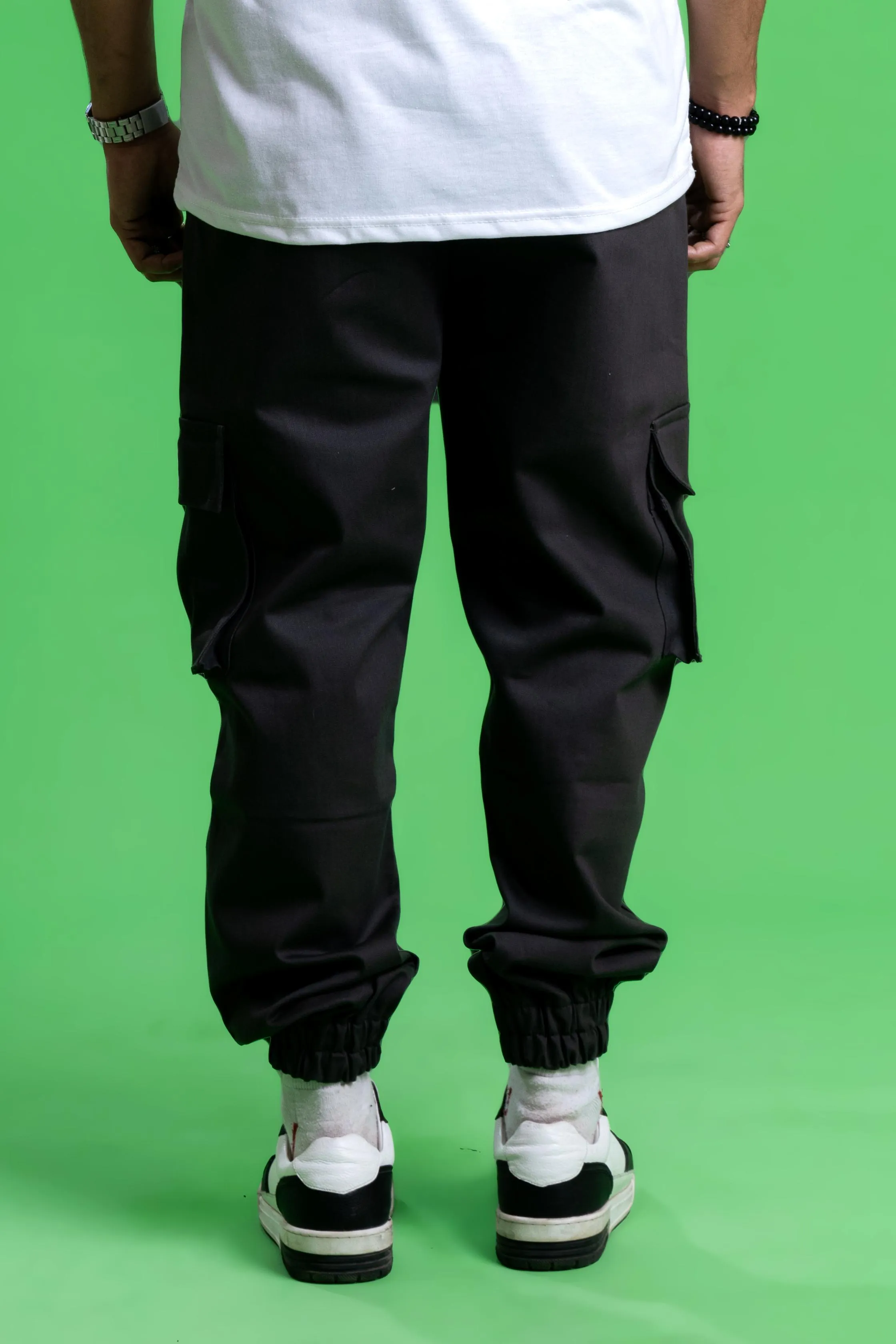 BLACK CARGO PANT (ELASTIC)