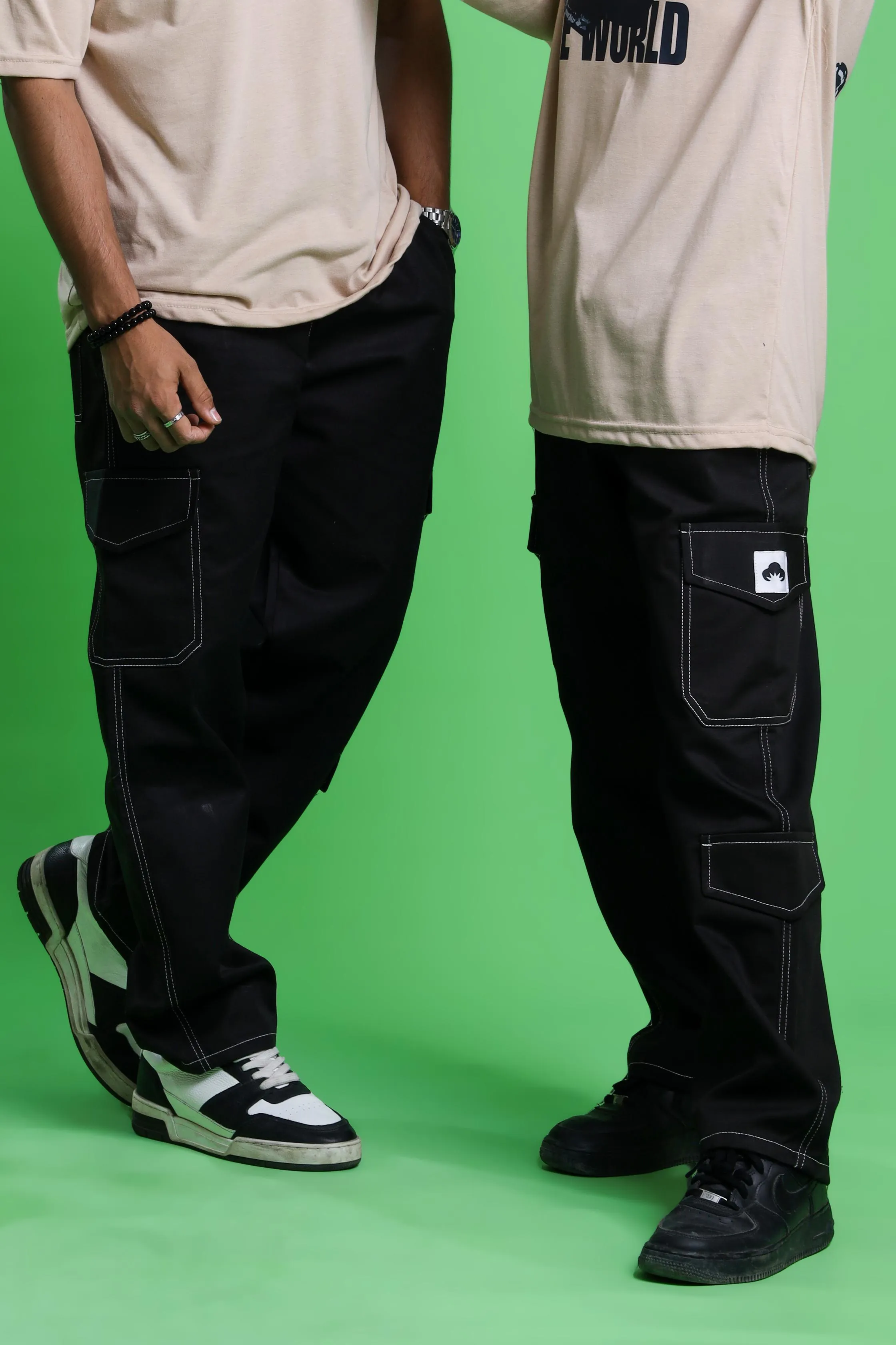 BLACK CONTRAST CARGO PANT