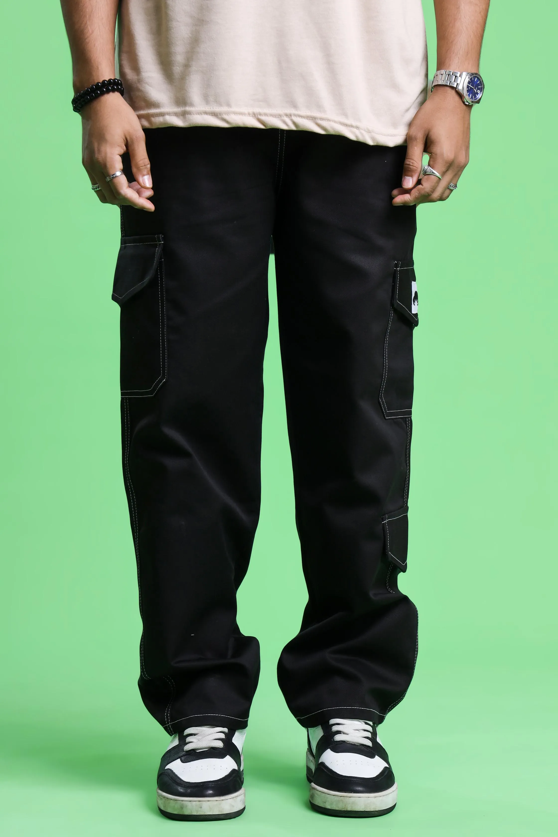 BLACK CONTRAST CARGO PANT