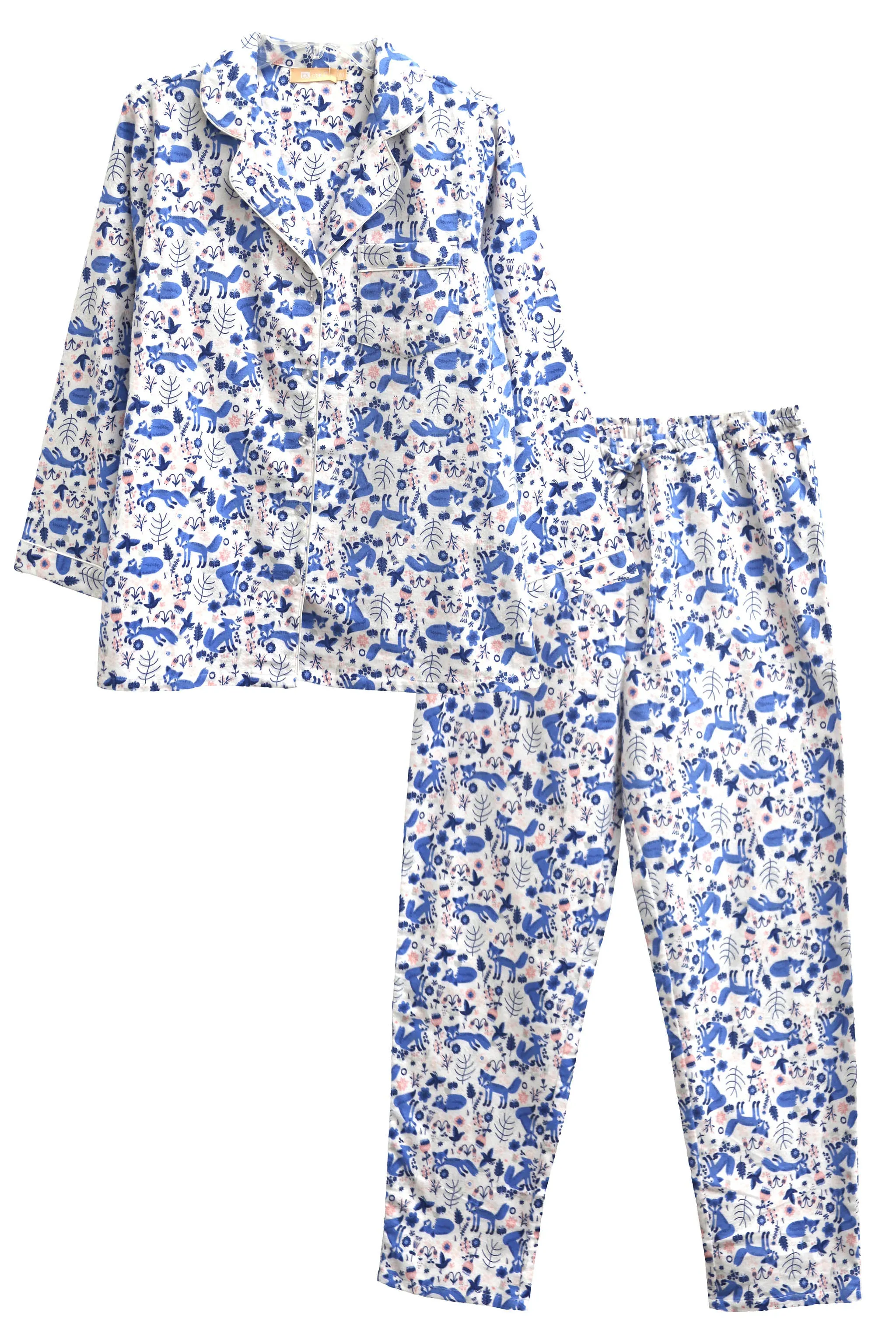 Blue Fox Flannel Pajama Set