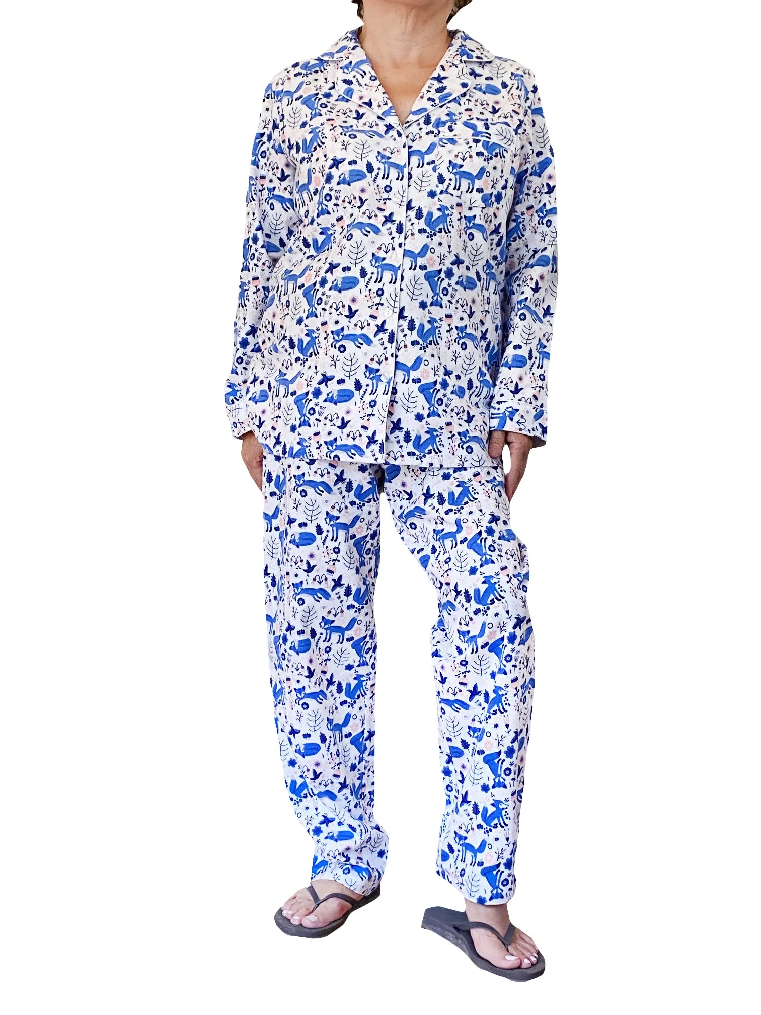 Blue Fox Flannel Pajama Set