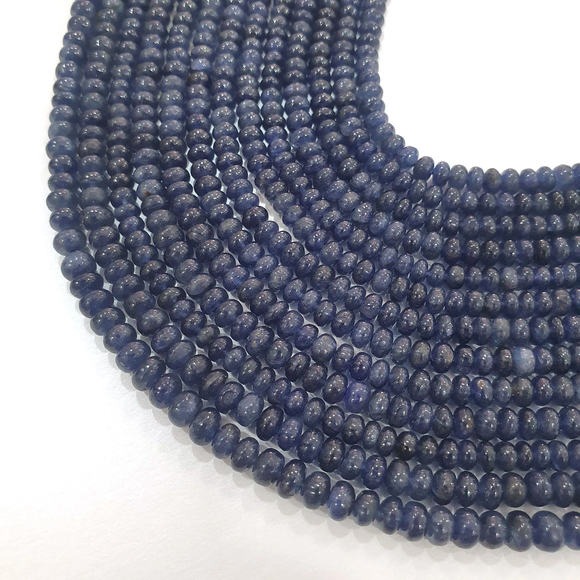 Blue Sapphire Gemstone Rondelle Beads : 16" Strand Untreated 100% Natural Blue Sapphire Rondelle Beads 3mm 4mm 5mm